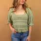 Chelsey Eyelet Knit Top in Sage