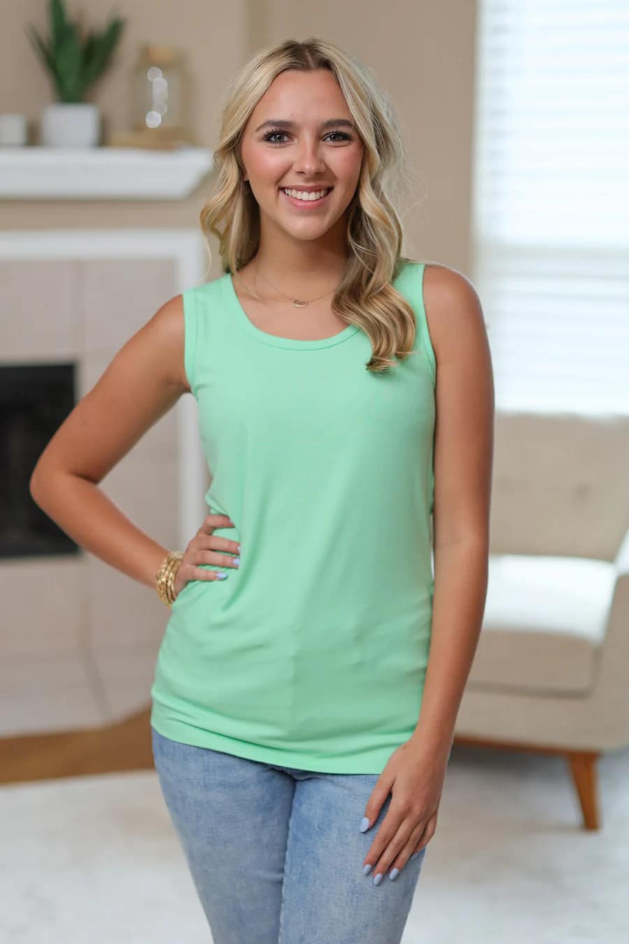The Ava Tank in Lime Green and Pink