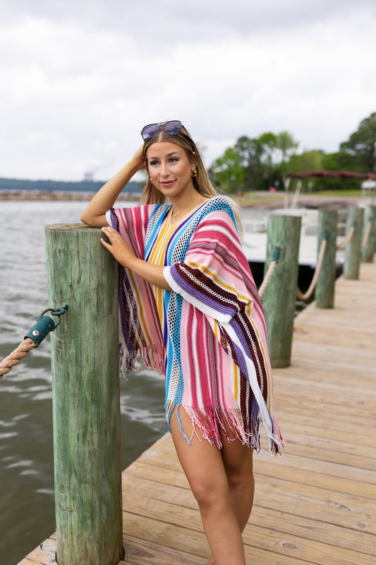 Mariana Striped Poncho w/ Tassels