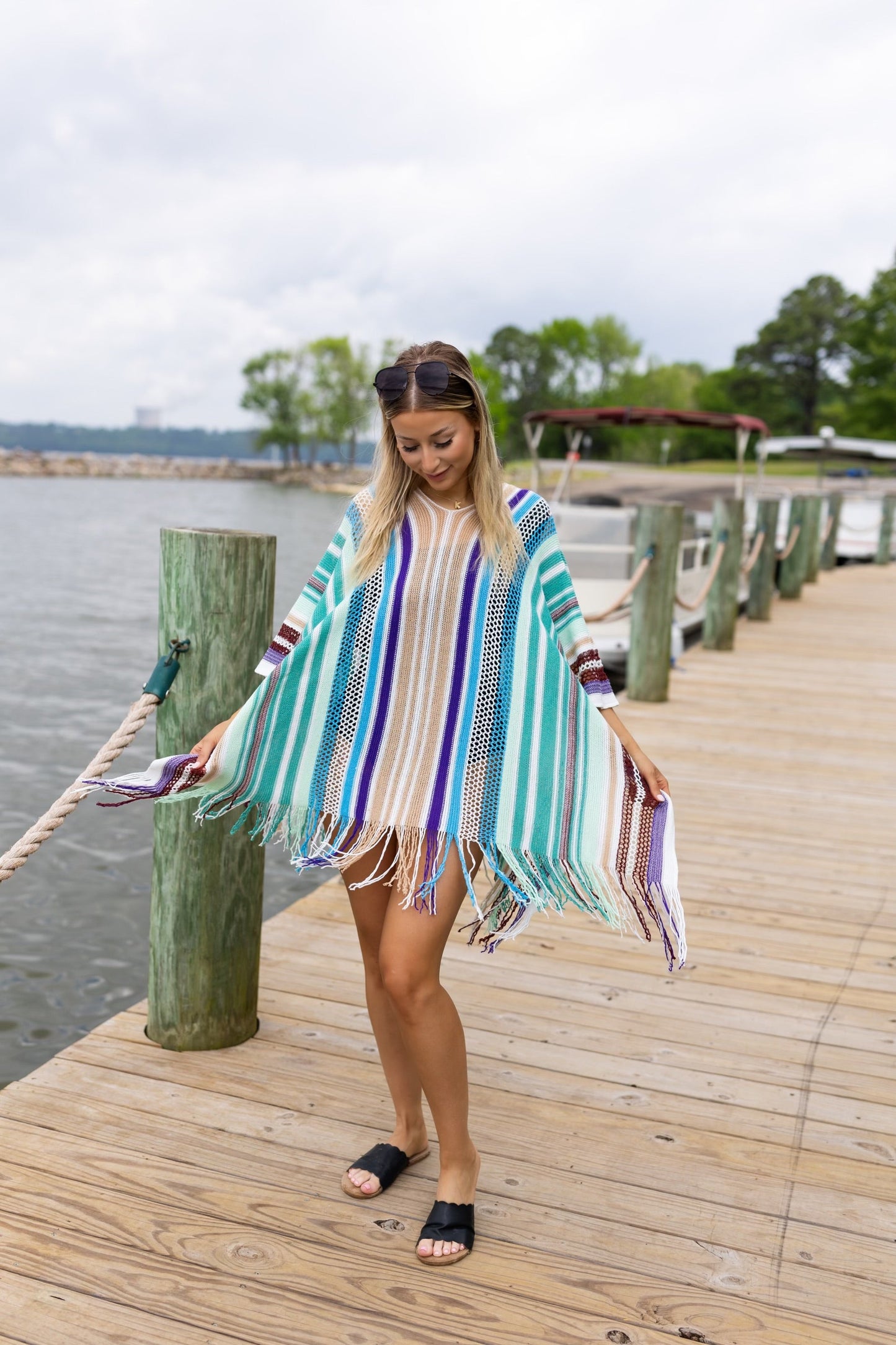 Mariana Striped Poncho w/ Tassels