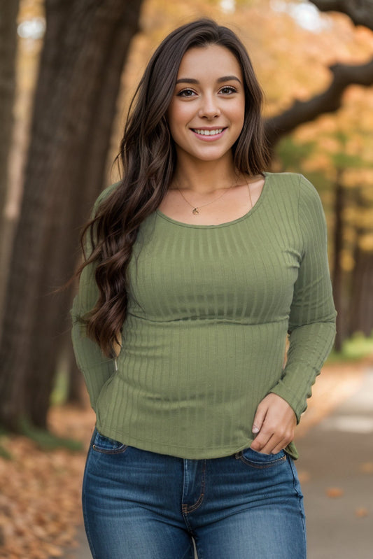 Daphne - Olive Knit Top