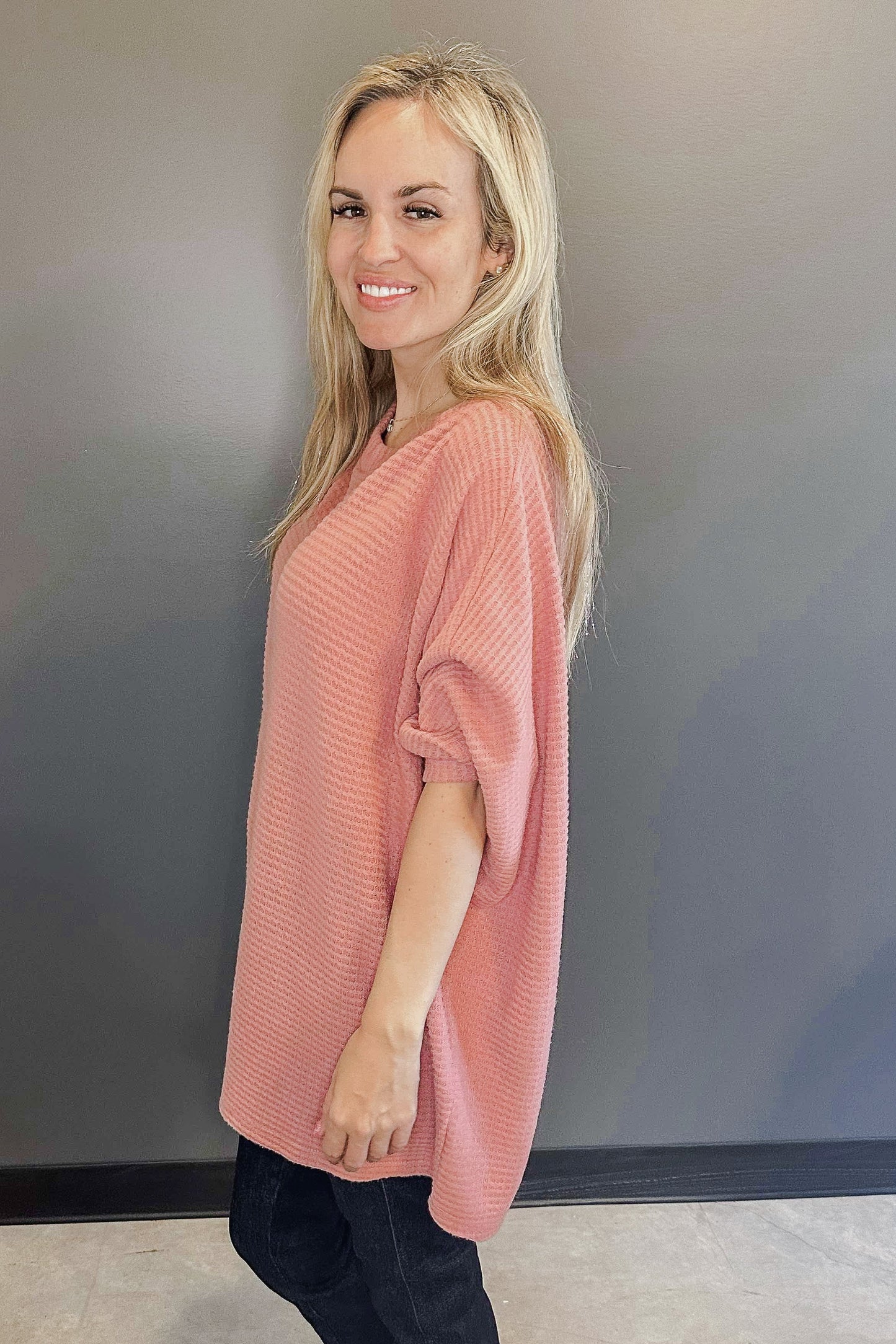 I'm Blushing - Waffle Knit Dolman