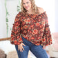 Rustic Floral Bell Sleeve Top