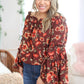 Rustic Floral Bell Sleeve Top