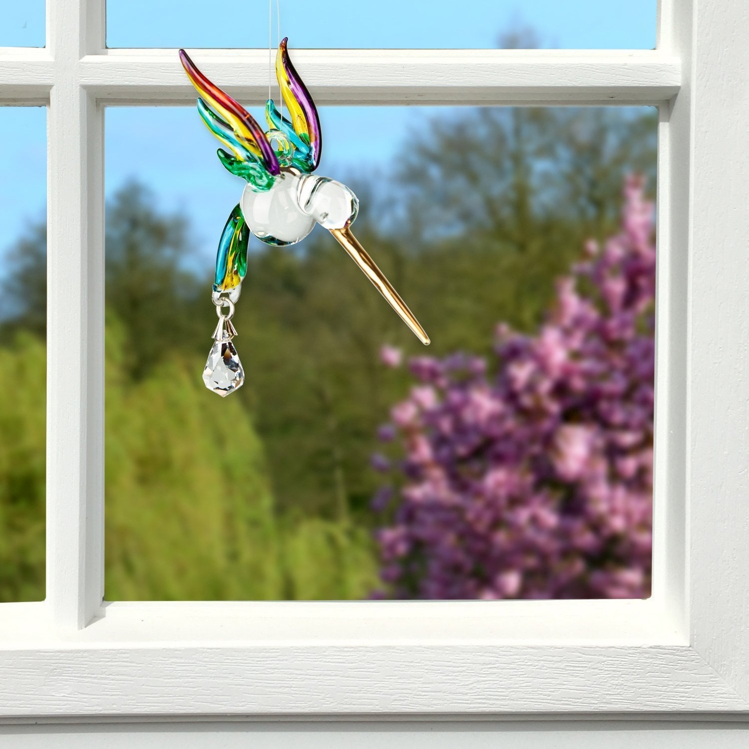 Pastel Glass Hummingbird Sun Catcher