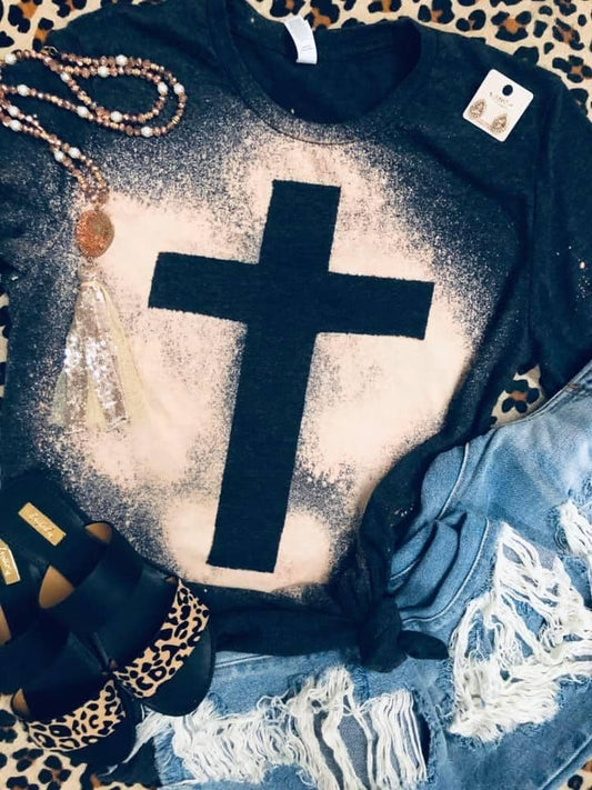 Custom Bleach Died Cross Tee