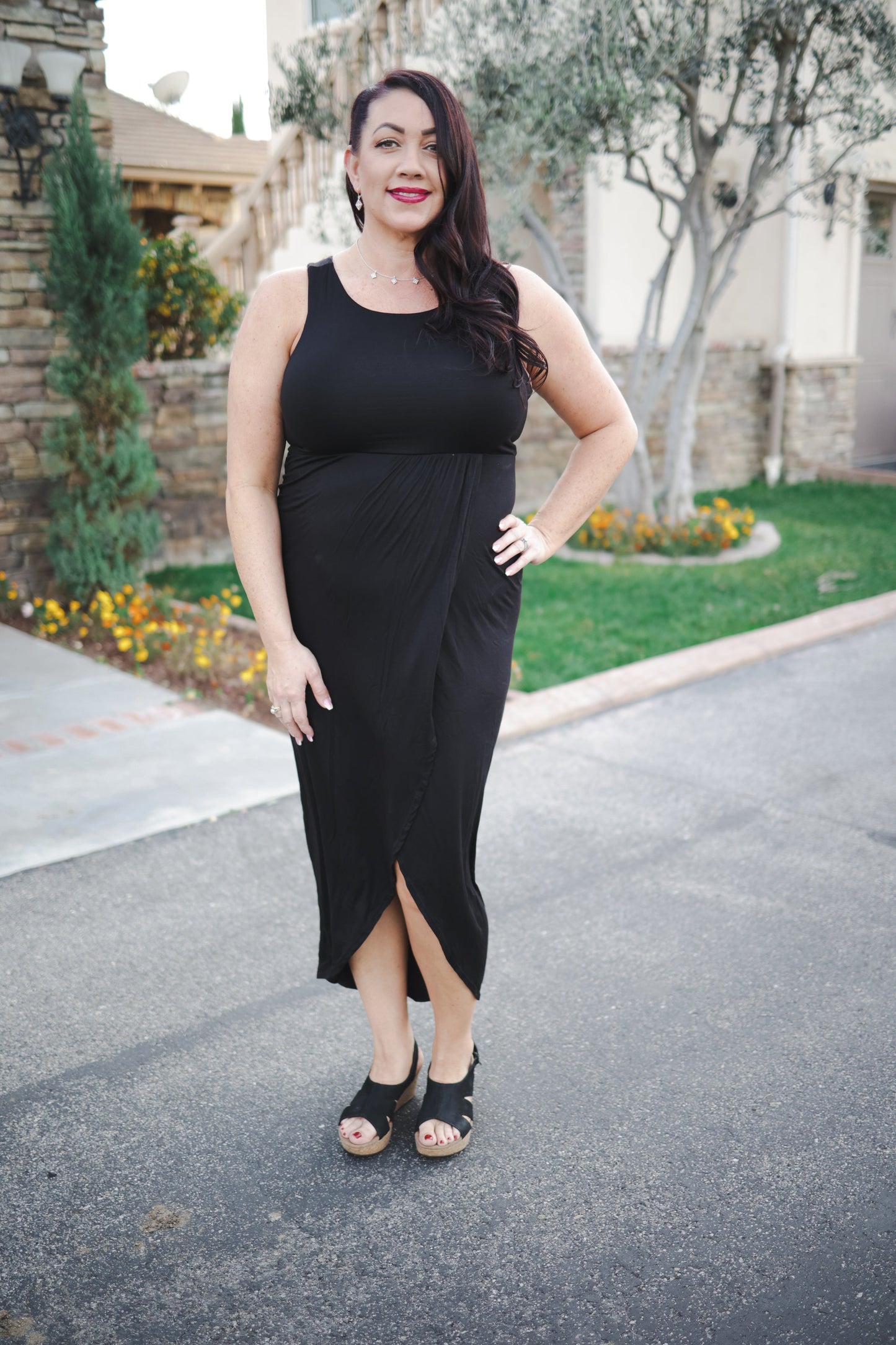 Lily Tulip Maxi Dress in Black